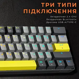 Механічна ігрова клавіатура GamePro GPMK-130G Pro Black Hot-Swap Outemu Red Switch RGB 2.4G/Bluetooth/USB - мініатюра 16
