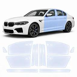 Антигравійна захисна бронеплівка за лекалами для BMW M5 F90 2017-2023 - зони дверей і стійки вікон