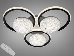 Стельова LED люстра кільця біла чорна 82Вт пульт