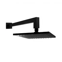 Верхній душ Paffoni Syncro Quadro 300x300xh8 мм із тримачем 400 мм black matt ZSOF078NO + ZSOF063NO, Чорний матовий