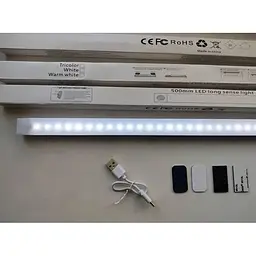Світильник LED бездротовий з датчиком руху та магнітами 50 см, магнітний USB, підсвічування в шафу для кухні на акумуляторах - мініатюра 3