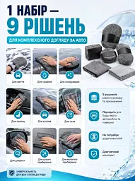 Універсальний набір для миття та догляду за авто 9в1: рушники,серветки з мікрофібри для автомобіля (26276271) - мініатюра 4