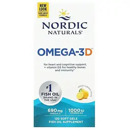 Риб'ячий жир Омега-3/Д3 Nordic Naturals Omega-3D 1000 мг 120 капсул смак лимона (NOR-02761) - мініатюра 2