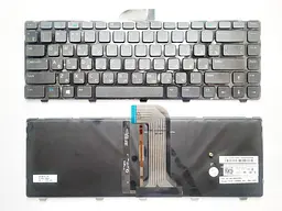 Клавіатура для ноутбуків Dell Inspiron 3421, 5421 Latitude 3440, Vostro 2421 чорна з підсвічуванням RU/US