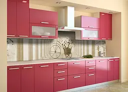Кухонний фартух Квітковий Велосипед вінілова наклейка ретро колони Бежевий 65х250 см Happy Pocket Z180645 - мініатюра 2