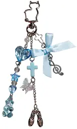 Брелок з милими підвісками у блакитному стилі Keychain with cute blue pendants 6 см