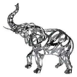 Декоративна фігурка Yiwu Elephant 25х10х25 см металева статуетка колекційна для дому напівпрозора декор на камін хром HP-7-10