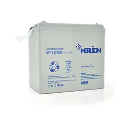 Акумуляторна батарея AGM MERLION GP-12550M6 12 В 55 А·год - мініатюра 1