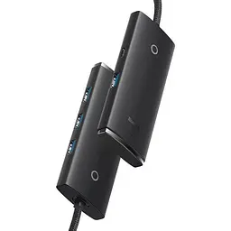 USB-хаб Baseus Lite Series 4-in-1 Hub Adapter Black (WKQX030401) [105720] - мініатюра 2