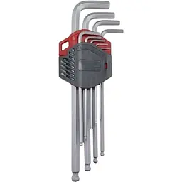 Набір ключів Wurth Г-подібних HEX з кулькою подовжених SW1.5-10 mm 9 шт. Red Stripe (арт. 575243 100)