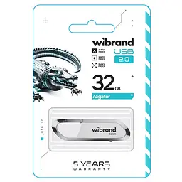 Флеш-накопичувач Wibrand USB 2.0 Aligator 32Gb білий - мініатюра 2