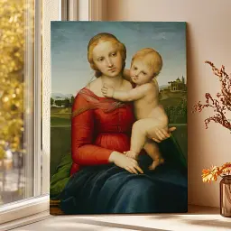 Інтер'єрна картина Мала Мадонна Каупера, Рафаель, Raphael Santi, Small Cowper Madonna, релігійний декор, 60×43 см (id6958)