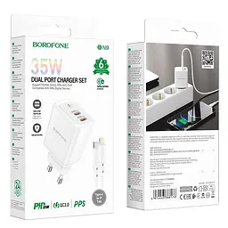 Зарядний пристрій Borofone Type-C to Lightning Reacher BN9 2Type-C 35W біле - мініатюра 3
