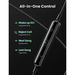Навушники для iPhone - Ugreen EP103 In-Ear Earphones Lightning Connector (30631) чорні 30631 - мініатюра 6