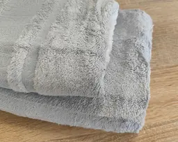Набір турецьких бамбукових махрових рушників Cestepe 50х90+70х140 Bamboo Aymira Silver - мініатюра 2