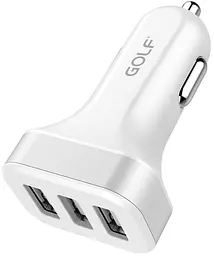 Автомобільний зарядний пристрій GOLF GF-C12 Car charger 3USB 2.1A White - мініатюра 5