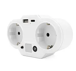 Розетка двойник с заземлением Voltronic HHT-609 White, ночник, USB+Type-C, 3.4А, зашита от перегрузки - мініатюра 2