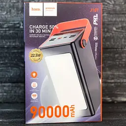 Портативний акумулятор Hoco J107 Super 90000 mAh зовнішній з лампою - мініатюра 4