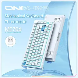 Клавіатура Onikuma бездротова ігрова MT-706 Pro з RGB підсвіткою та 3 режимами підключення для ПК та ігор білий - мініатюра 2