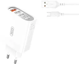 Зарядний пристрій — блок 4 порти USB — XO L100 fast charger зі швидким заряджанням QC3.0 - мініатюра 3