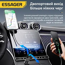 Essager Car Charger 30W 2 порта USB-C та USB-A PD QC 3.0 (чорний) - мініатюра 4