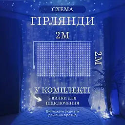 Гірлянда-штора GarlandoPro світлодіодна 240 LED розмір 2x2 м, синій (ZWM2240LEDBL) - мініатюра 3
