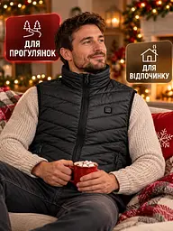 Жилет з підігрівом USB від Power Bank 13 зон підігріву 3XL, чорний (49676459) - мініатюра 8