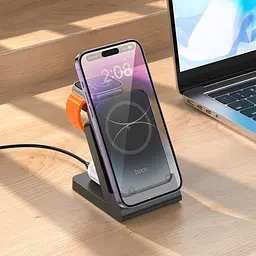 Power bank Hoco J149 3в1 5000mAh магнітний з функцією бездротової зарядки чорний - мініатюра 2