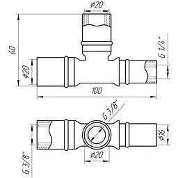 Трійник проміжний прес APE AP 131 20x20x16 000001723 - мініатюра 3