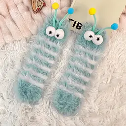 Шкарпетки смугаста гусениця дитячі блакитні One Size 4272