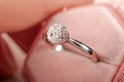 Каблучка з білого золота з діамантами 19.5 K-0196 - мініатюра 4