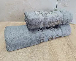 Набір турецьких бамбукових махрових рушників Cestepe 50х90+70х140 Bamboo Floral Gray - мініатюра 2