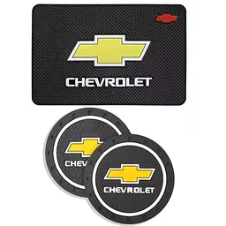 Набір антиковзних килимків для торпеди та підсклянника Chevrolet 3 шт