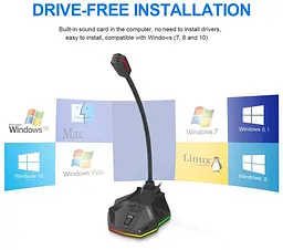 Стримовий мікрофон Redragon Stix GM99 RGB з підсвічуванням USB кабель 1.8м - мініатюра 3