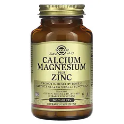 Кальций Calcium Magnesium Plus Zinc 100 таблеток Solgar vit0005798