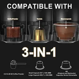 Портативна USB-кавоварка 3-в-1 для еспресо, капсул і меленої кави — компактна, бездротова, з підігрівом - мініатюра 3
