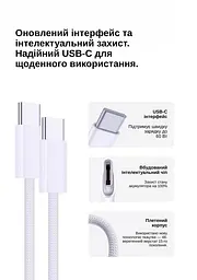 Кабель XON SmartCable Type-C - Type-C PD 60W 3м MaxCharge (SC602C6W3W 5590) Білий - мініатюра 3