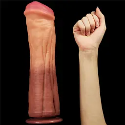 Фалоімітатор - Dual-Layered Silicone Cock 12" Brown - мініатюра 5