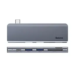 Usb-хаб Baseus Harmonica Five-in-one Hub Adapter Сірий - мініатюра 3