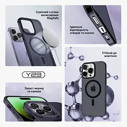 Противоударный чехол с MagSafe для Apple iPhone 16 Pro, Y23 MagSafe, черный, прозрачный, поддержка беспроводной зарядки, магнитная защитная панель из TPU и пластика, защита всего корпуса, защита камеры выступающей рамкой, ArmorStandart (ARM79573) - мініатюра 3