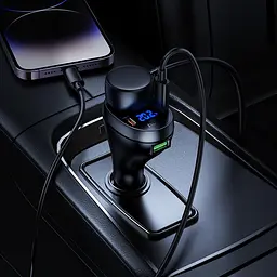 Автомобільний зарядний пристрій Hoco Z61А USB/2 Type-C PD 60W з роз'ємом прикурювача та дисплеєм чорний - мініатюра 2