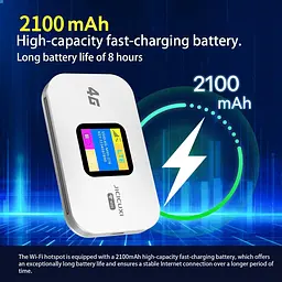 JICICUXI Портативний Wi-Fi для подорожей, маршрутизатор 4G MiFi зі слотом для SIM-карток, швидкість 150 Мбіт/с, акумулятор 2100 мА - мініатюра 3