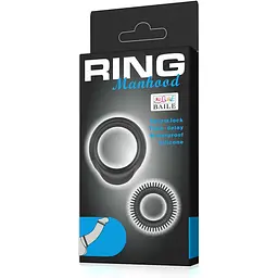 Набір ерекційних кілець Baile Ring Manhood Black, 2 шт - мініатюра 7