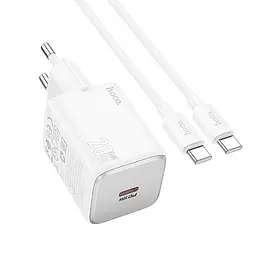 Адаптер мережевий Hoco Mighty single port charger N40 (Type-C to Type-C set) |1Type-C, 20W/3A, PD/QC|
