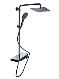 Душова система універсальна Qtap Sloup Black Matt термостатична з полицею QTSL57T105VNKBB