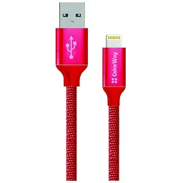 Дата кабель Кабель Colorway USB - Apple Lightning 2.1А 1м червоний ColorWay (CW-CBUL004-RD)