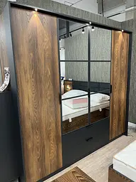 Шафа для одягу Perfect Home Мілтон / Milton 4-дверна з дзеркалом 4D2S/220 Каштан/антрацит (PFH-091085) - мініатюра 8