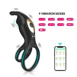 Віброкільце ерекційне Love Spouse Rabbit з Bluetooth 9 режимів силіконове Чорне