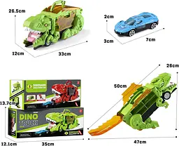 Автовоз трейлер динозавр трансформер Dino T-Rex 3в1 8 машинок зелений - мініатюра 6