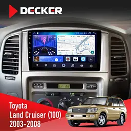 Штатна магнітола Toyota Land Cruiser (100) 2003-2008 Decker D9-006 4x64, 4G Decker (НФ-00004955)